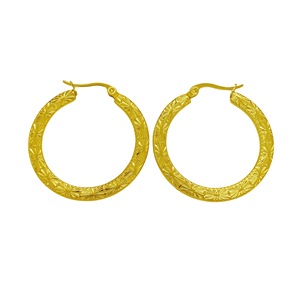 MW Wholesale Boucles d'oreilles créoles Huggies martelées classiques en acier inoxydable plaqué or 18 carats, géométriques et irrégulières pour femmes - Product Image 6