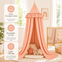 Moustiquaire de lit pour enfants en coton à fixation plafond, avec double volant, rideau de lit conique long et solide, pour chambre d'enfant
