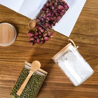Bocaux à épices en verre en gros, pas chers, bocaux de rangement en verre décoratifs avec cuillère, couvercle classique et en bambou