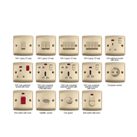 Interrupteur mural pour éclairage, 1/2/3/4 gangs, étanche, ignifuge, couleur or, durable, 3 gangs, 1 voie, pour maison, PC, montage mural, norme britannique, 10A
