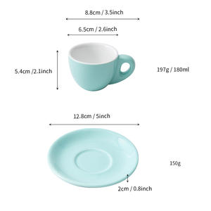 Chaozhou Ceramic Coffee <b>Cup</b> <b>And</b> <b>Saucer</b> Set Round Solid Color Yellow Blue Purple Green Afternoon <b>Tea</b> 2024 DB2110 - Product Image 2