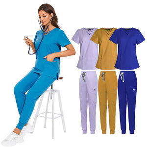 2025 vendita calda uniformi chirurgiche Unisex da infermiera set di pantaloni da jogging alla moda con colletto bordeaux Design fornitore di fabbrica - Product Image 2