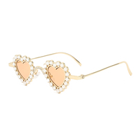 Lunettes de soleil pour femmes Twooo T1210 Party Girl, monture en métal mignonne, cœur en diamant