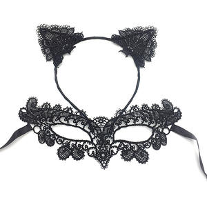 Fête d'<span class=keywords><strong>Halloween</strong></span> bandeau de cheveux en dentelle noire sexy masque de fête demi-visage <span class=keywords><strong>maquillage</strong></span> féminin danse drôle ensemble de masques demi-visage - Product Image 6
