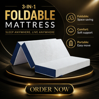 Matelas en mousse à mémoire de forme moderne de haute qualité, pliable en trois parties, personnalisé pour chambre à coucher, camping-car, voiture, voyage, école, hôpital, tissu lavable doux pour la peau