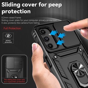 Funda Protectora de TPU con Anillo Metálico y Soporte, Protector de Cámara Deslizante, Funda Negra para Teléfono Samsung Galaxy <span class=keywords><strong>A14</strong></span> <span class=keywords><strong>5G</strong></span> - Product Image 5