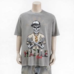 เสื้อยืดแขนสั้นใช้ได้ทั้งชายและหญิงแบบย้อนยุคสีพื้นเสื้อยืดโอเวอร์ไซส์ลายกราฟิก - Product Image 3