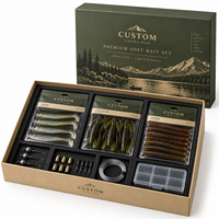 Boîte cadeau de pêche personnalisée pour leurres souples, emballage de luxe en carton rigide avec compartiments pour vers, leurres shad, créatures aquatiques et kits de pêche