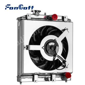 FonGoff 3 Row Aluminum Radiator Shroud Fan For Honda CIVIC D15 D16 EK EG INTEGRA 1992-00 Radiator