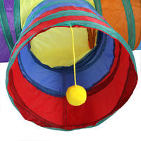 Tunnel pour chat d'intérieur, jouet interactif, labyrinthe, maison pour chat avec 1 balle de jeu, tunnel de jeu pliable pour chat