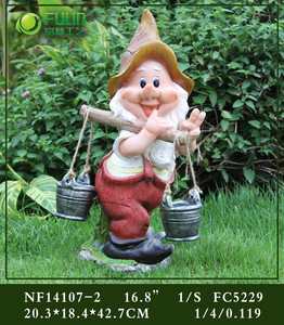 Statua di Gnomo da Giardino in Resina a Grandezza Naturale 16,8 Pollici con Secchielli d'Acqua per Decorazione Esterna Casa e Prato - Product Image 2