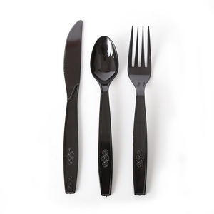 Disposable black Plastic Cutlery Set for Home Party Wedding Include Fork Knife and Spoon