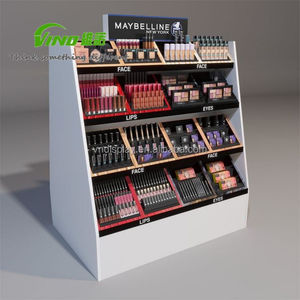 Custom Logo MDF Cosmetic <b>Floor</b> Display Stand Multi‑Tier Slant <b>Shelf</b> Makeup Display Cabinet For Lipstick Eyeshadow Retail Beauty - Product Image 4