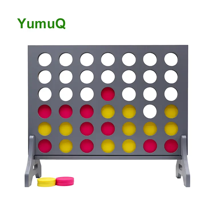 YumuQ Backyard เชื่อมต่อ 4 ในแถวพับได้สําหรับเด็กแม่ลูกของเล่นการศึกษาการเรียนรู้เกมไม้พร้อมกระเป๋าถือ