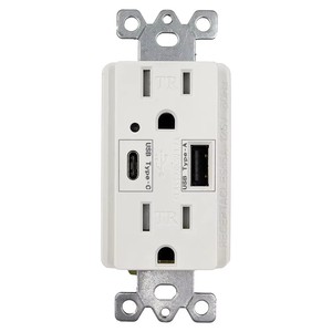 Type C &amp; USB 4.2A 125V 15A Household Fast Charging Wall <strong>Socket</strong> With Plastic Construction - Product Image 2