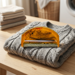 Peine Quitapelusas para Ropa DK-520 |   Removedor de Pelusas de Lana, Herramienta Manual Portátil de Plástico para el Cuidado de la Ropa, Diseño Simple, Color Ámbar - Product Image 3