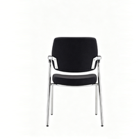 Chaise de bureau ergonomique rembourrée en tissu pour visiteurs, avec base chromée et accoudoirs fixes, idéale pour les conférences et la formation (vente en gros)