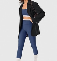 Ensemble de yoga 2 pièces pour femme avec bretelles doubles et bordure contrastante, soutien-gorge de sport dos croisé et leggings taille haute effet ventre plat, tenue de Pilates
