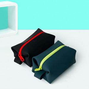 Custom Logo Waterproof Silicone Makeup Cosmetic <b>Bag</b> <b>Women</b> Rectangle Toiletry Zipper Travel <b>Pouch</b> Cute Fashionable - Product Image 2