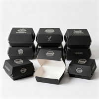 Boîte à hamburger en papier écologique personnalisée, Cajas Para Hamburguesas, emballage jetable pour la restauration rapide, boîte à emporter pour poulet frit et frites, Boite Burger