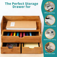 Boîte de rangement de bureau en bambou, organiseur de tiroir à plusieurs compartiments pour fournitures de bureau et coiffeuse de chambre, rangement quotidien