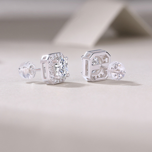 <strong>Fine</strong> 1ct*2 Round Moissanite <strong>Earrings</strong> Hypoallergenic S925 Silver VVS1 Clarity Moissanite <strong>Earrings</strong> Women Stud <strong>Earrings</strong> - Product Image 2