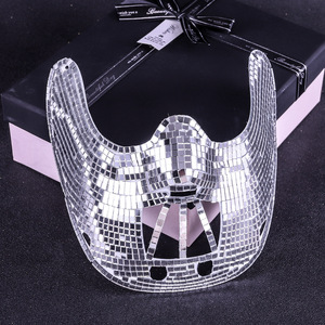 <b>Mirror</b> Mask Diy <b>Plastic</b> Party Halloween Carnival Face Cover Reflective Sparkle Effect Fashionable Mask For Concerts And Events - Product Image 1