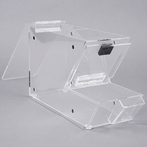 Bac à bonbons empilable en acrylique avec couvercle rabattable, distributeur modulaire <span class=keywords><strong>de</strong></span> garnitures alimentaires pour glacier, bar à café, logo personnalisé, fabrication en usine - Product Image 3