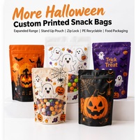 Sacs d'emballage personnalisés anti-humidité pour bonbons d'Halloween, pochettes verticales avec fermeture éclair pour snacks