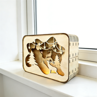 Décoration de Noël en bois découpé au laser style art populaire, multi-couches superposées, lumières LED, contreplaqué écologique, forme personnalisable