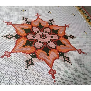 Tùy chỉnh nghệ thuật không gian lục giác màu đỏ màu matt gốm khảm bức tranh tường DIY Mô hình đầy màu sắc tường phòng tắm <span class=keywords><strong>handmade</strong></span> sàn khảm gạch - Product Image 3