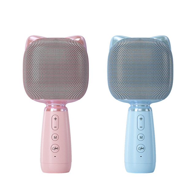 Cartoon Cat Kids Microphone Wireless Karaoke Microphone to Blue Tooth Speaker Wireless Microphone and Speaker Video Recording