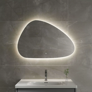Miroirs de salle de bains avec éclairage LED, sans cadre, rétroéclairés irréguliers, à intensité variable, pour hôtel intelligent, vente en gros, 3 couleurs - Product Image 2