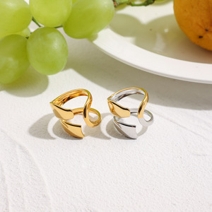 Geometric Fashion <b>Ring</b> <b>Titanium</b> Steel 18K Gold Plated Unisex Jewelry Gift - Product Image 2