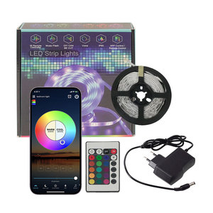 Joystar Wifi kiểm soát 5m dải ánh sáng <span class=keywords><strong>RGB</strong></span> 30Leds/M 4848 <span class=keywords><strong>12V</strong></span> 24v16 triệu màu sắc cuttable trang trí nội thất 16.4ft LED Strip Lights - Product Image 1