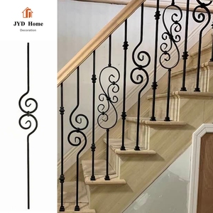 Lucky JYD — aiguilles d'escaliers <span class=keywords><strong>en</strong></span> <span class=keywords><strong>fer</strong></span> <span class=keywords><strong>forgé</strong></span> à Double cercles de 1/2 ", robinetterie ajourée carrée <span class=keywords><strong>en</strong></span> Satin noir <span class=keywords><strong>en</strong></span> métal pour décoration d'escalier d'intérieur - Product Image 5