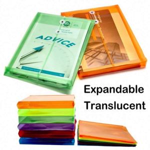 Porte-documents en plastique avec fermeture à bouton et cordon, grande enveloppe pour livrets, couleurs primaires assorties, lot de 6 - Product Image 4