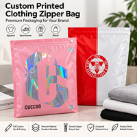 Sacs à fermeture éclair personnalisés à trois soudures, moitié aluminium, moitié transparents, résistants à l'humidité, de qualité alimentaire, en papier kraft, pour vêtements