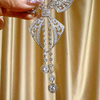 Broche de luxe vintage en dentelle, nœud ajouré, zircon haut de gamme, accessoires vestimentaires, cadeau pour femme