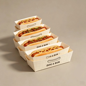 Eco Friendly Custom Hot Dog Paper <b>Boxes</b> Wholesale Bulk Disposable Kraft Food Boats Packaging for Snack Bar Food Truck - Product Image 2