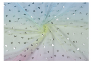 New Heart Shape Vải Lá Cầu Vồng Đầy Màu Sắc Tulle Vải In Cho Trang Phục - Product Image 4