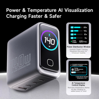 Cargador GaN de 140W 2026, Carga Rápida USB-C para Teléfono Móvil, Portátil y Escritorio, Adaptador con Enchufe Plegable, Pantalla Inteligente con Indicador de Temperatura