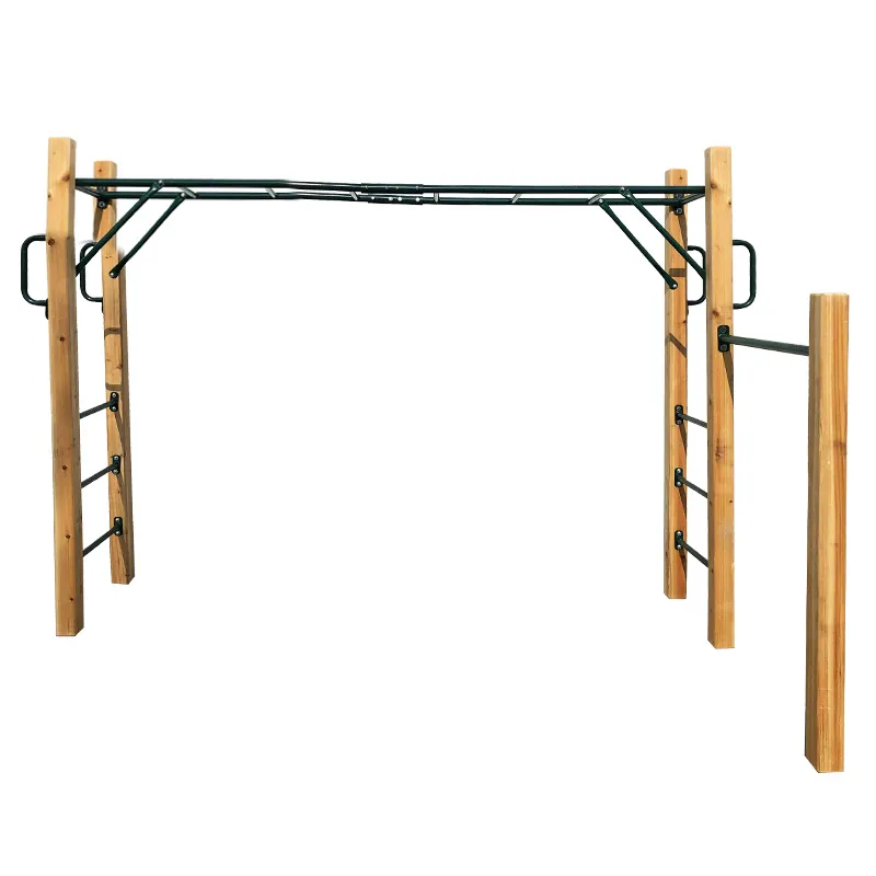 Outdoor Wooden Jungle Gym Kinder Hindernis parcours Klettergerüst Monkey Bar für Outdoor-Fitness geräte