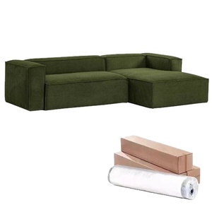 Divano in Velluto a Coste Verde Scuro in Stile Vintage Minimalista Italiano Arredo di Lusso Resistente Angolo Retto/Rotondo per <span class=keywords><strong>Soggiorno</strong></span> - Product Image 1