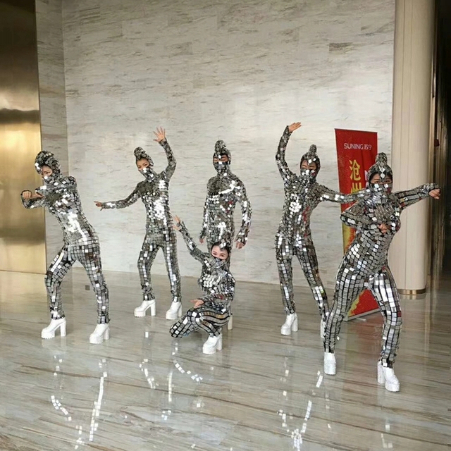 Mirror LED Costumes LED Rave Clothes Mirror Dress Performance Dress Luminous Clothing