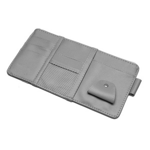 Car Sun Visor Storage Clip Leather Multi Functional Eyeglasses <b>Ticket</b> Document <b>Holder</b> Organizer For Auto Interior Use - Product Image 1