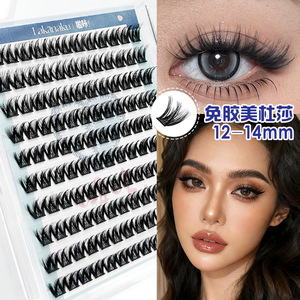 ขนตาปลอมลาคานาคุ 12-14 มม. แบบไม่ต้องใช้กาว แถบเต็มเส้น งอนหนา แถบใส - Product Image 1