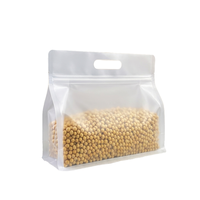 Sac de transport en plastique PE à fond carré pour snacks, fruits secs, céréales entières, sushis - Sachet refermable recyclable à fermeture éclair pour emballage alimentaire