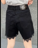 Shorts cargo en jean noir taille haute pour femmes grandes tailles, avec fermeture éclair, poches 3D, écologiques, respirants, séchage rapide, anti-plis