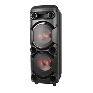 T China Factory Price Rectangle Trolley Subwoofer Double 8 Inch LED Outdoor Bluetooth Party Speakers